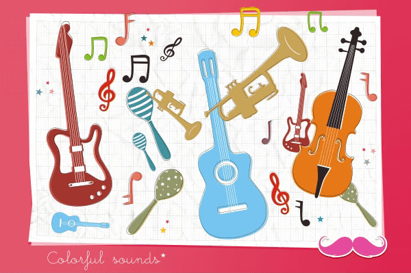 clipart of music notes and instruments - photo #18
