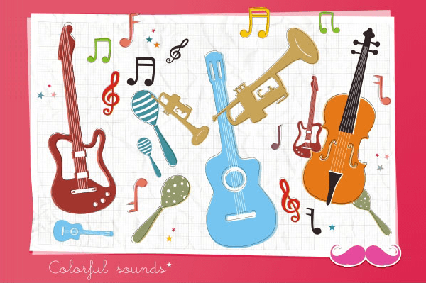 Free Musical Instruments and Music Notes Vector Graphics