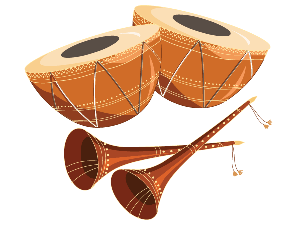 Free Tabla with Shehnai Vector Graphics