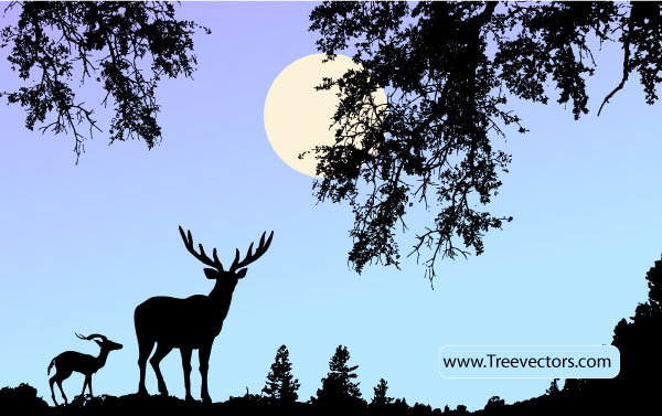 Nature Scene Vector with Deer