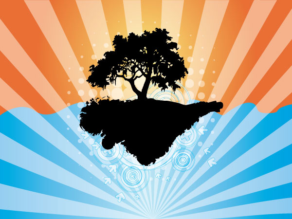 Abstract Background with Tree Silhouette Vector Art Abstract Background with Tree Silhouette Vector Art
