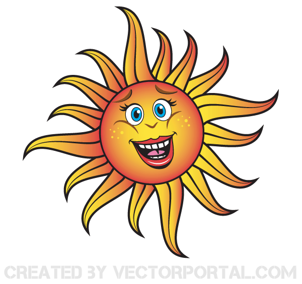 Vector Smiling Cartoon Sun Vector Smiling Cartoon Sun