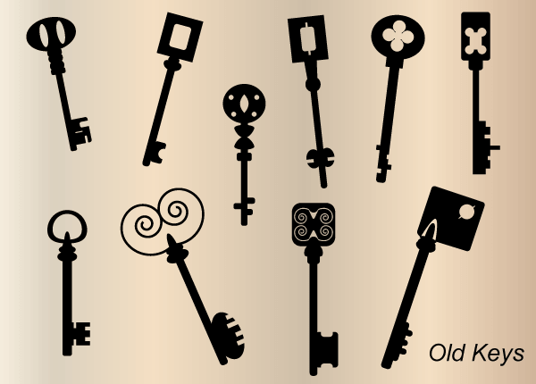 Vector Old Key Silhouettes Vector Old Key Silhouettes