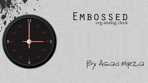 Vector Embossed Svg Analog Clock Vector Embossed Svg Analog Clock