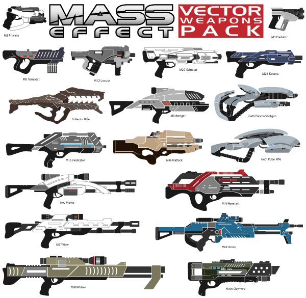 Mass Effect Weapons Vector Pack Mass Effect Weapons Vector Pack