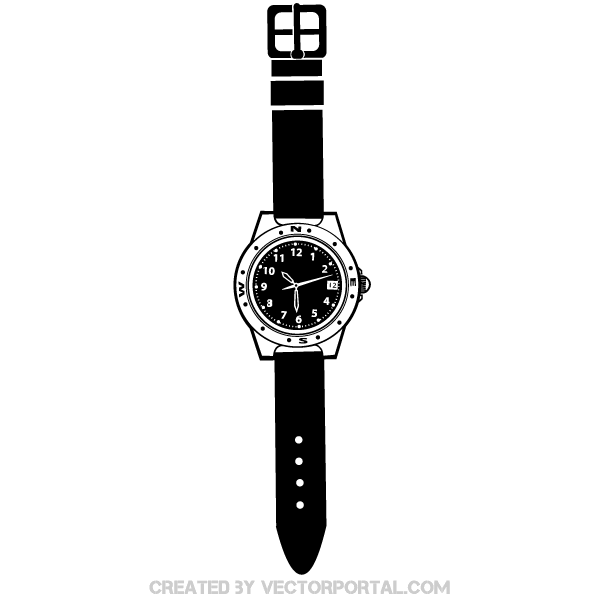 wrist watch clipart black and white - photo #16