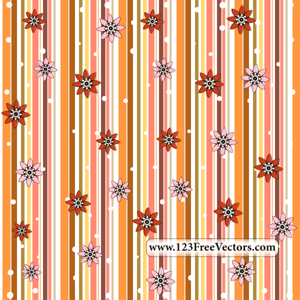 Retro Seamless Stripe Pattern with Flowers Retro Seamless Stripe Pattern with Flowers