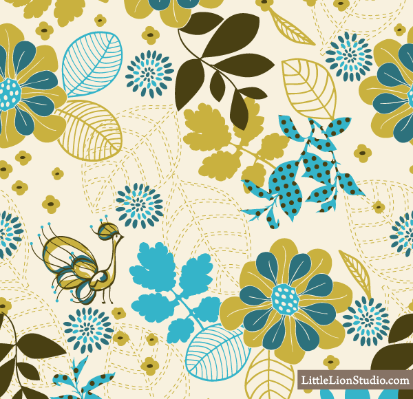 Peacock Vanity – Vector Seamless Floral Pattern