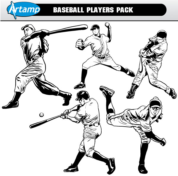 Base Ball Players Vector Pack