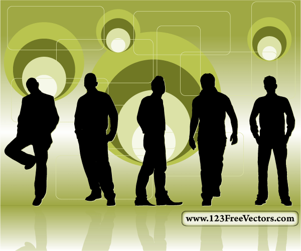 Retro Background With Men Silhouettes Retro Background With Men Silhouettes