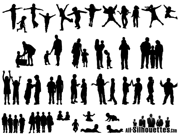 Download Children, Kids, Teens Silhouettes Free Vector | Download Free Vector Art | Free-Vectors