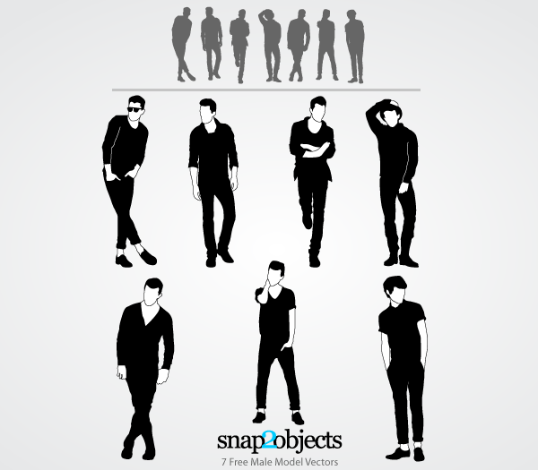 Male Model Silhouettes Free Illustrator Vectors Pack