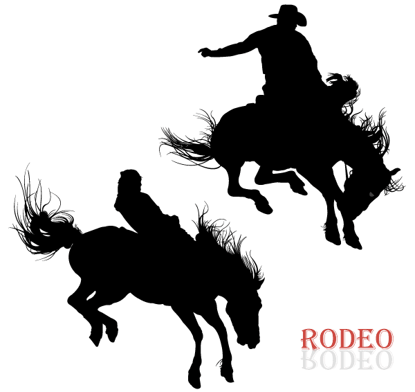Vector Cowboy Riding Horse in Rodeo Vector Cowboy Riding Horse in Rodeo