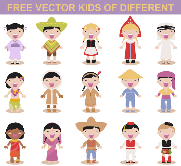 Vector Art Kids Different Races Vector Art Kids Different Races