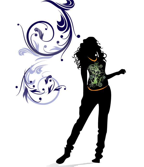 Girl with Floral Ornaments Vector Girl with Floral Ornaments Vector