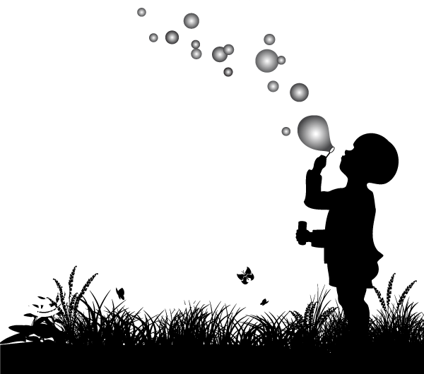 Small Boy Blowing Bubbles Vector Silhouette Small Boy Blowing Bubbles Vector Silhouette