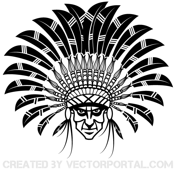 Indian Chief Wearing a Headdress Vector Image  Download 