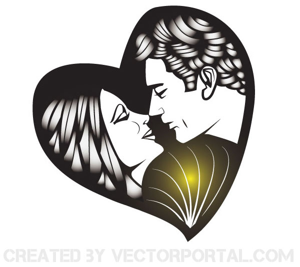 Vector Man and Woman Kissing Image Vector Man and Woman Kissing Image
