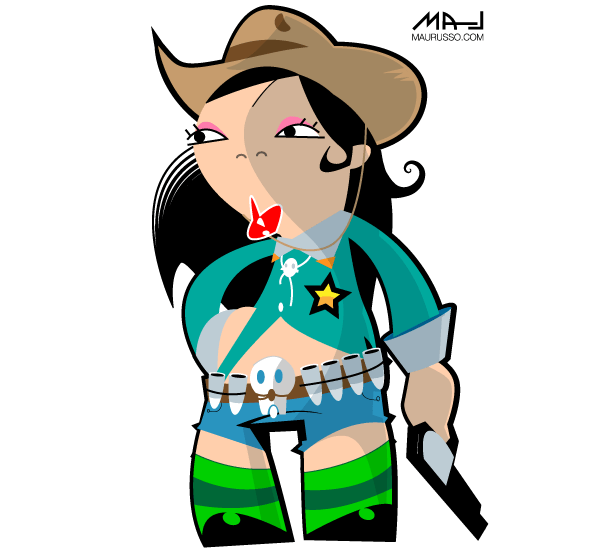 Vector Asian Cowgirl Mascot Vector Asian Cowgirl Mascot