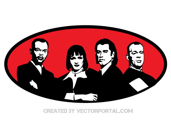 Pulp Fiction Movie Characters Vector Portrait Image Pulp Fiction Movie Characters Vector Portrait Image