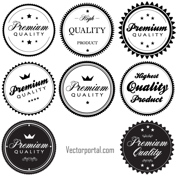 Vector Vintage Premium Quality Labels and Stickers Vector Vintage Premium Quality Labels and Stickers