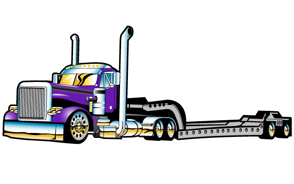 Vector Flatbed Semi Truck