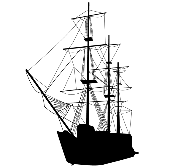 Vector Caravel Sailing Ship Silhouette Vector Caravel Sailing Ship Silhouette