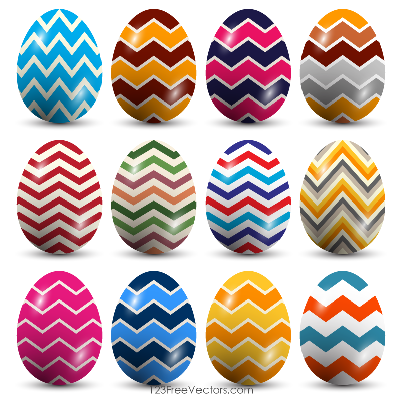 Zig Zag Pattern Easter Eggs Vector