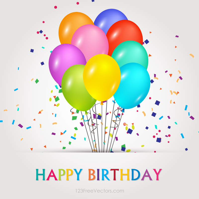 Happy Birthday Vector Banners with Balloons Illustration